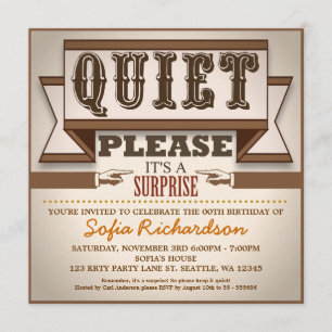 vintage typographic surprise birthday party invite