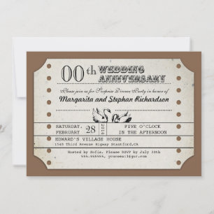 vintage typographic ticket anniversary invitation