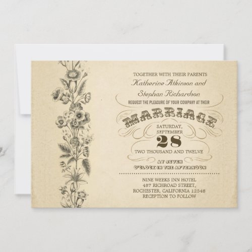 vintage  typographic wedding invitation