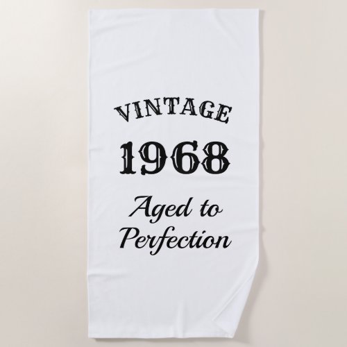 Vintage typography 50th Birthday beach towel gift