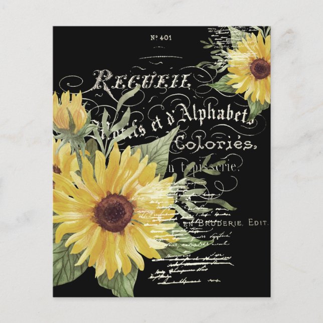 Vintage typography and sunflowers background (Front)