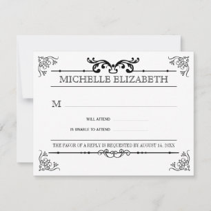 Vintage Typography Bar-Bat Mitzvah Reply RSVP Card