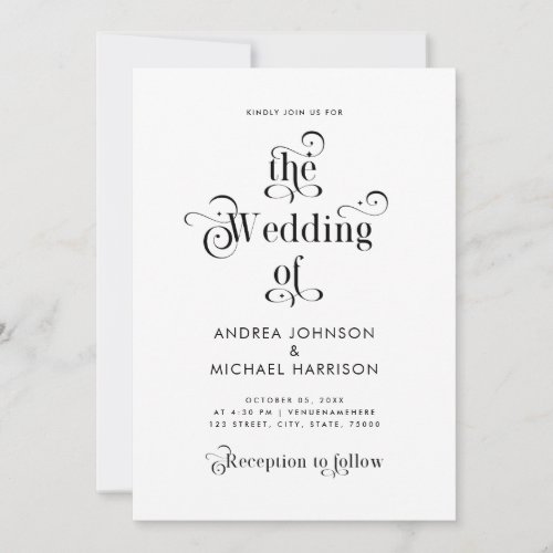 Vintage Typography Black  White QR Code Wedding Invitation