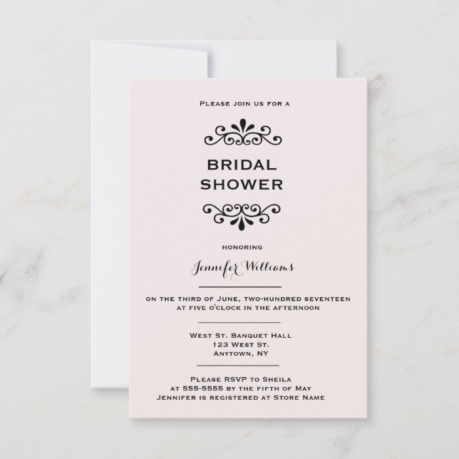 Vintage typography bridal shower invitations (Front)