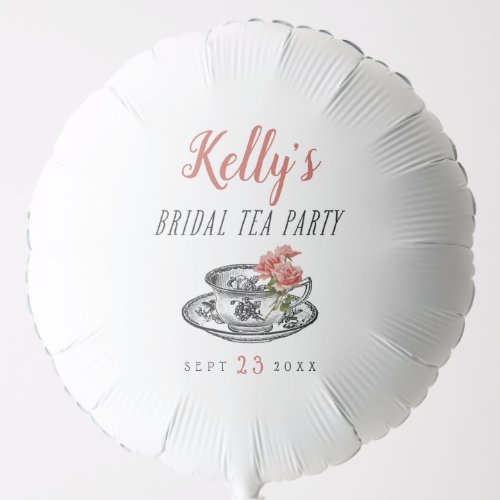 Vintage Typography Bridal Shower Tea Party Balloon