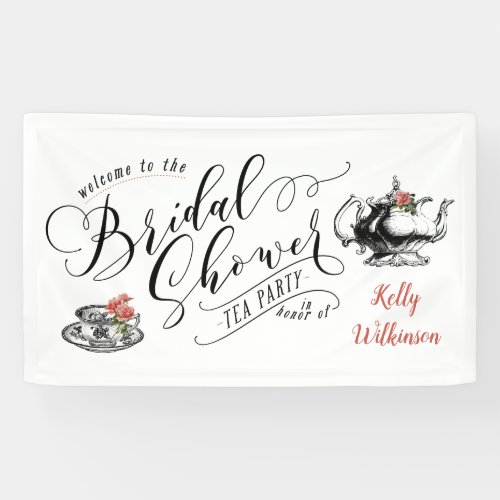 Vintage Typography Bridal Shower Tea Party Banner
