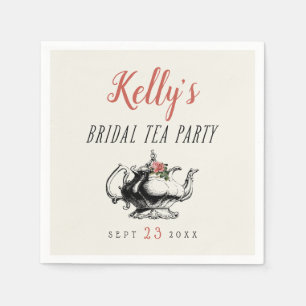 Vintage Typography Bridal Shower Tea Party Napkins