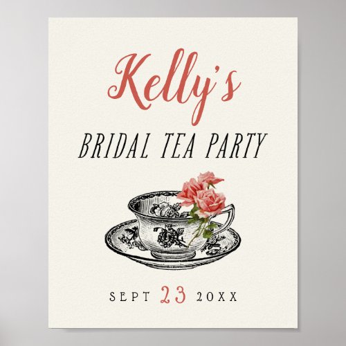 Vintage Typography Bridal Shower Tea Party Sign