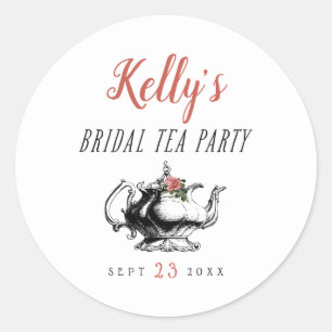 Vintage Typography Bridal Tea Party Favor Label