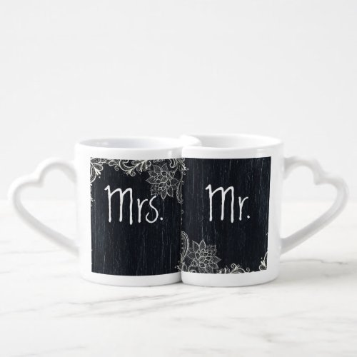 vintage typography  Chalkboard mr and mrs Coffee Mug Set
