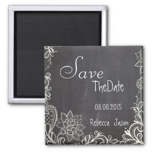 vintage typography  Chalkboard save the date Magnet