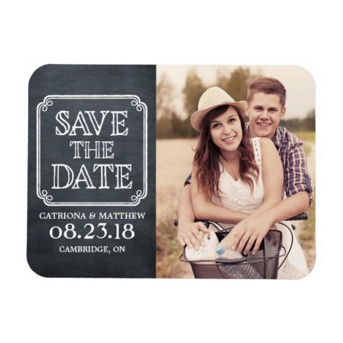 Vintage Typography Chalkboard Save the Date Magnet