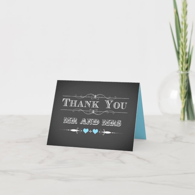 Vintage Typography Chalkboard Thank You Card (Front)