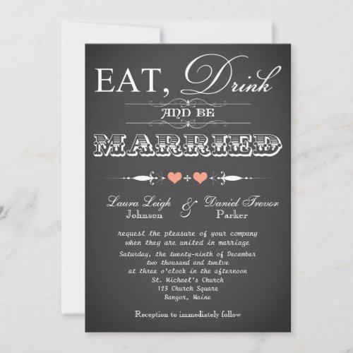 Vintage Typography Chalkboard Wedding Invite 6