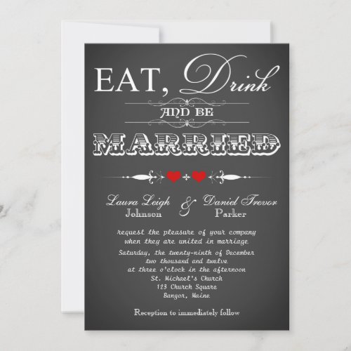 Vintage Typography Chalkboard Wedding Invite 9