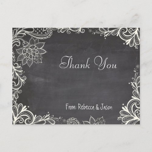 vintage typography Chalkboard Wedding thank you Postcard