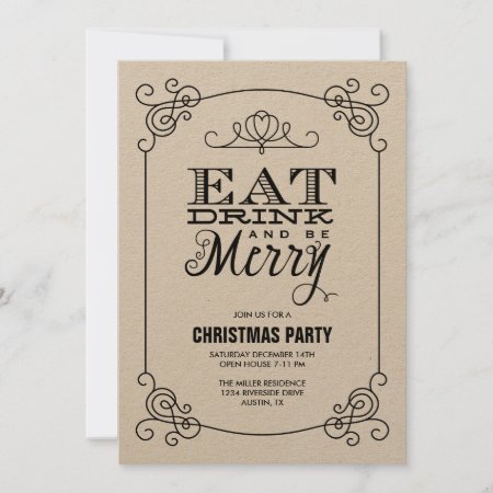 Vintage Typography Christmas Party Invitation