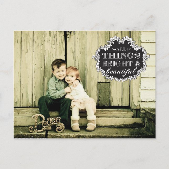 Vintage Typography Christmas Xmas Photo Postcard (Front)