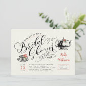 Vintage Typography | Cream Bridal Shower Tea Party Invitation (Standing Front)