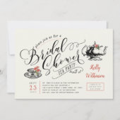 Vintage Typography | Cream Bridal Shower Tea Party Invitation (Front)