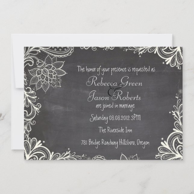 vintage typography flourish Chalkboard Wedding Invitation (Front)