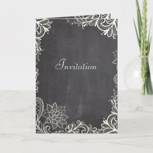 vintage typography flourish Chalkboard Wedding Invitation