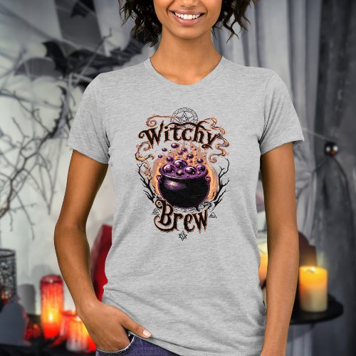 Vintage Typography Halloween Cauldron Witch Brew T_Shirt