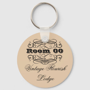 Vintage typography hotel room brown keychain