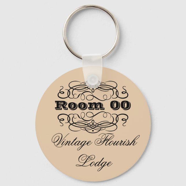 Vintage typography hotel room brown keychain (Front)
