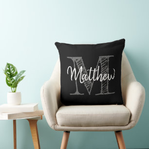 Vintage typography large black and white 20 inch throw pillow