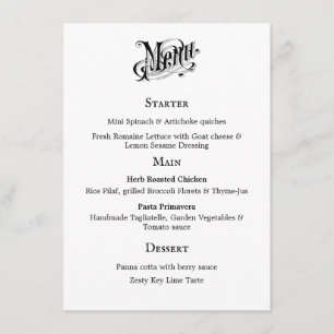 Vintage Typography Menu card