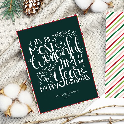 Vintage Typography Merry Christmas Family Holiday Card