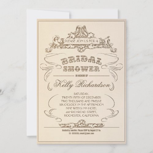 vintage typography old bridal shower invitations