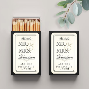 Vintage Typography Perfect Match Wedding Matchbox
