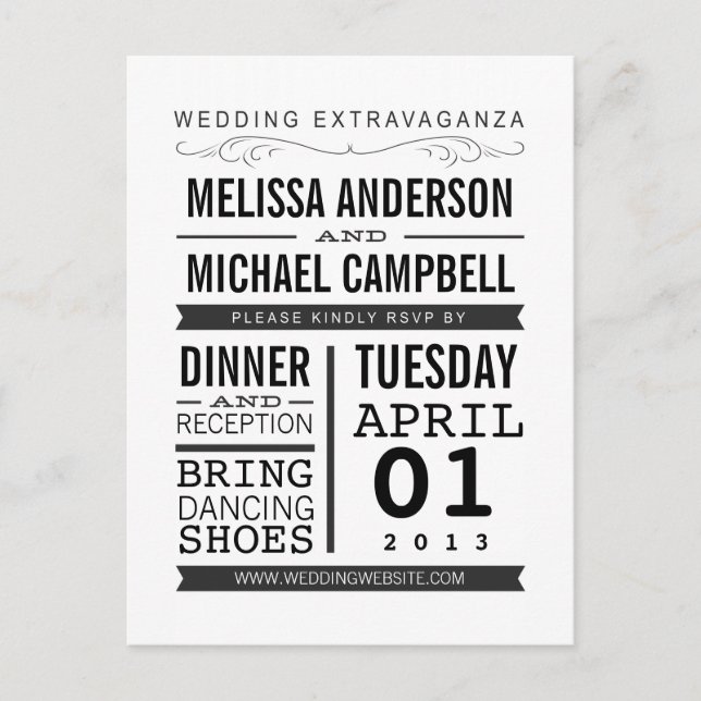 Vintage Typography RSVP Postcard (Front)