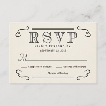 Vintage Typography Rustic Rsvp Wedding Reply by weddingtrendy at Zazzle