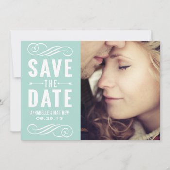 Vintage Typography Save The Date Announcement by PeridotPaperie at Zazzle