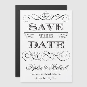 Vintage Typography Save The Date Wedding Magnetic Invitation