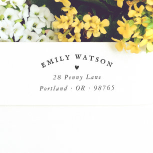 Vintage Typography Simple Heart Return Address Self-inking Stamp