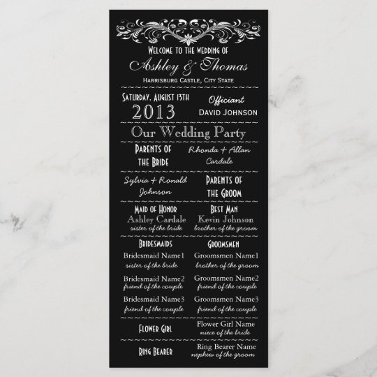 Vintage Typography Style Black Wedding Programs Zazzle Com