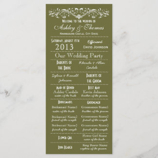 Vintage Typography Style Green Wedding Programs