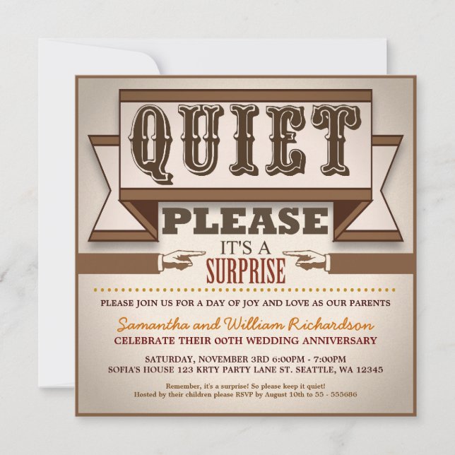 vintage typography unique anniversary invitations (Front)