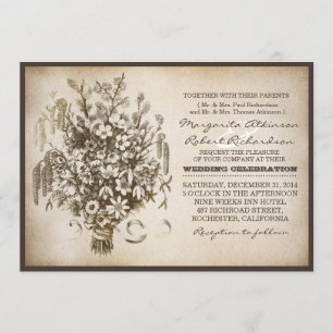 vintage typography unique wedding invitations
