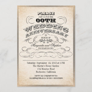 vintage typography wedding anniversary invitations