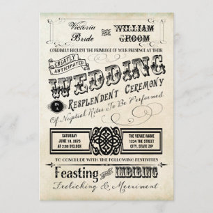 Vintage Typography Wedding Invitation