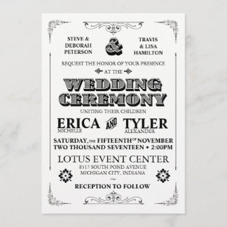 Vintage Typography Wedding Invitation