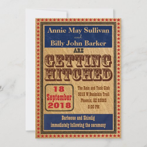 Vintage Typography Western Wedding Invitation