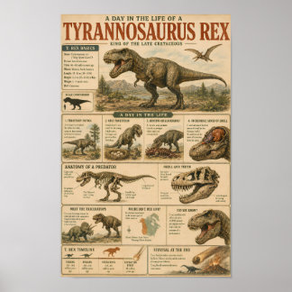 Vintage Tyrannosaurus Rex Educational Poster