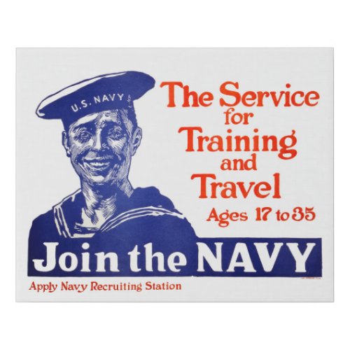 Vintage US Navy Recruiting Poster Faux Canvas Print