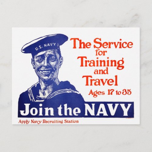 Vintage US Navy Recruiting Poster Postcard